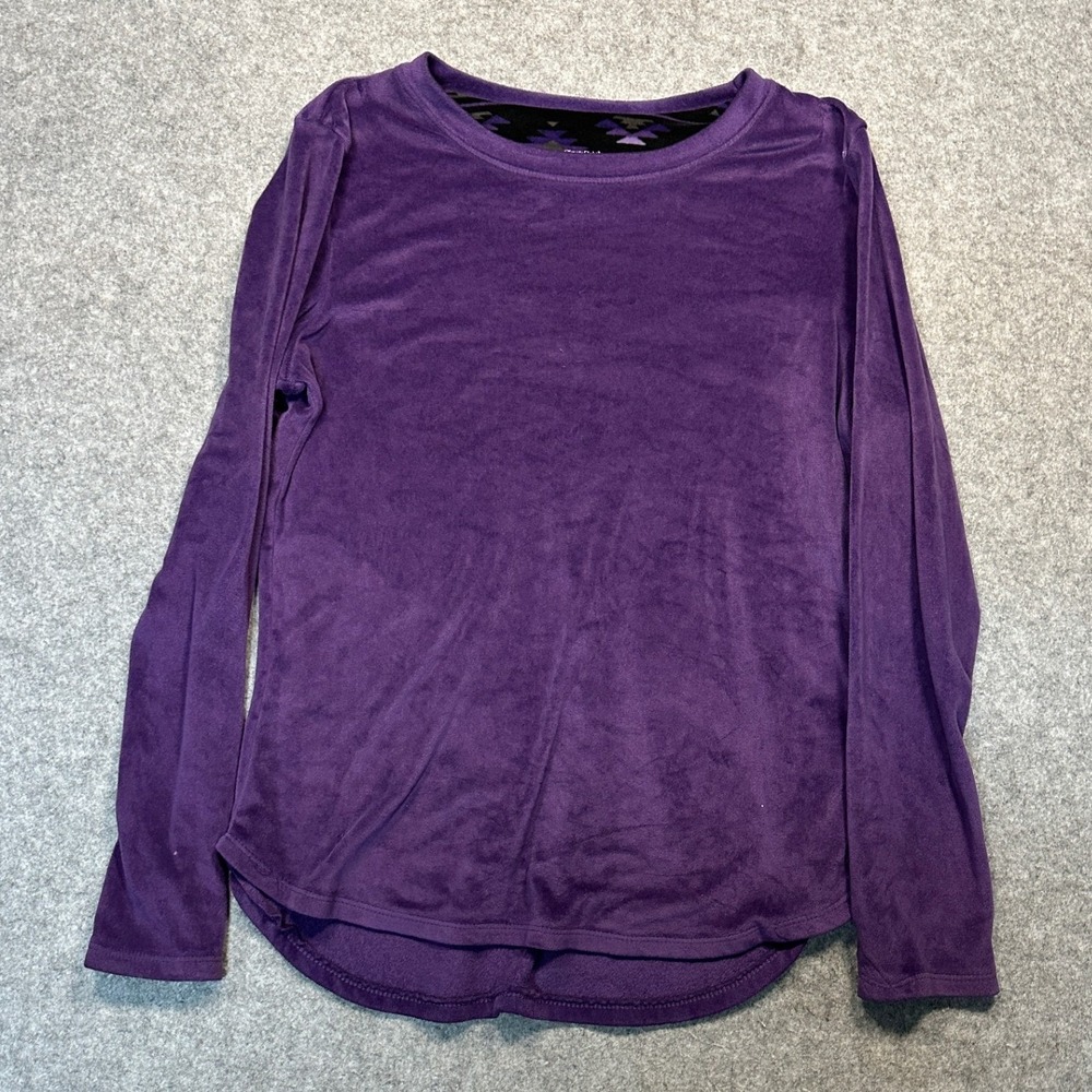 ClimateRight by Cuddl‎ Duds Velour Long Sleeve Top Large Purple Stretch Velvet